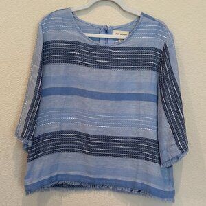 cloth & stone blue top with tie closure in back